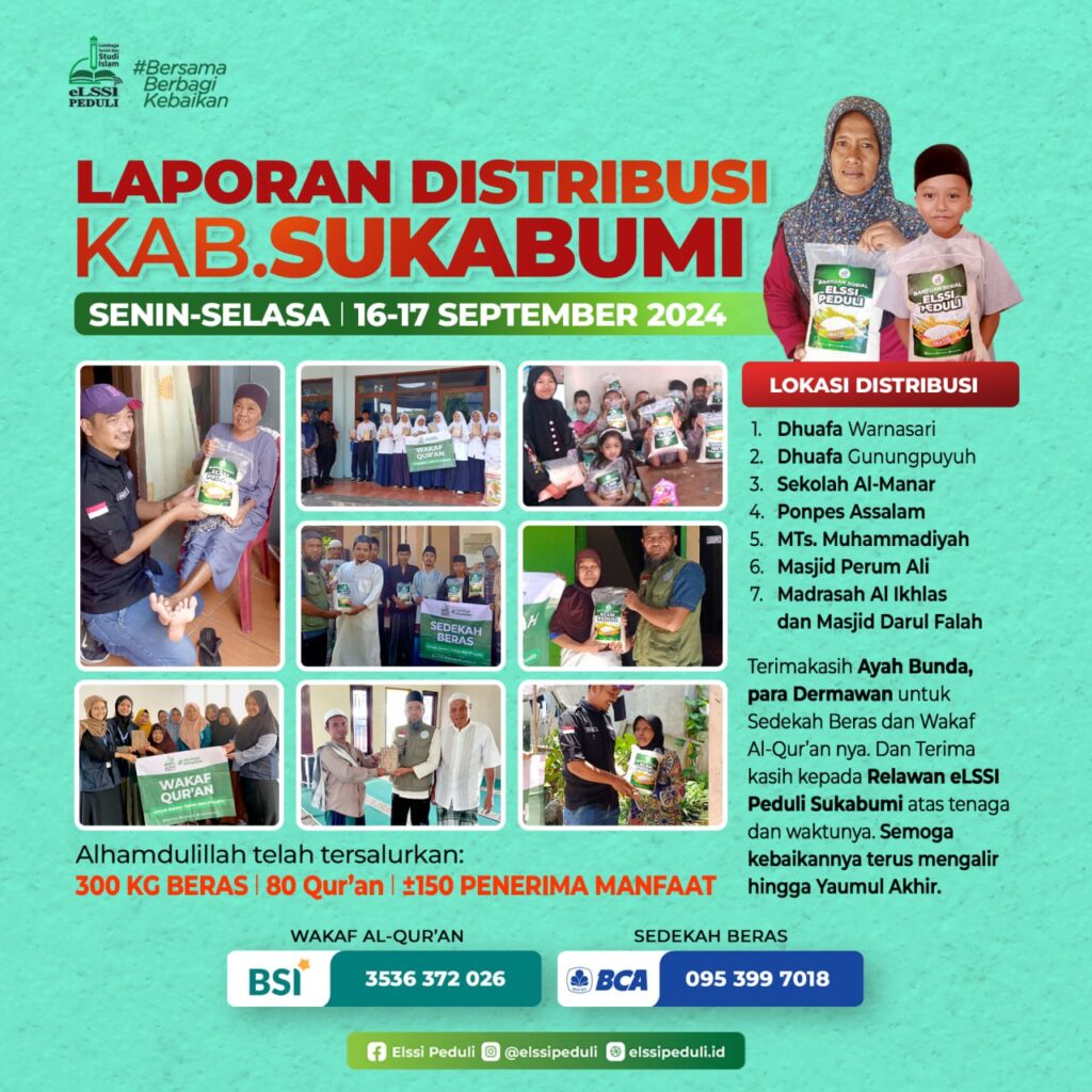 Laporan Distribusi ELSSI Peduli Kab. Sukabumi - www.elssipeduli.id